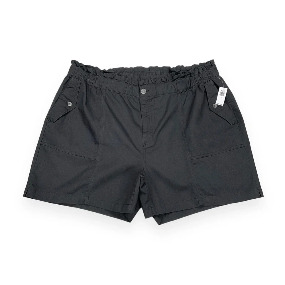 Old Navy Shorts Womens Size 3X Charcoal Gray Chino Casual Elastic Waist NWT